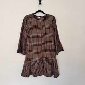 CAbi Brown Plaid Jacket with Flared Sleeves